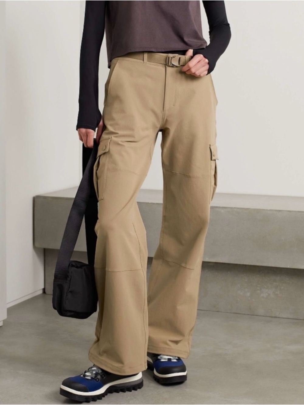 Outdoor Voices Belted Rectrek Wide-Leg Cargo Pants - Neutral